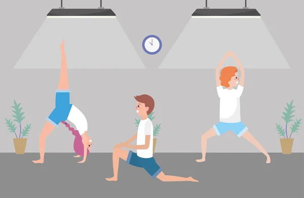 Passen van mensen die het beoefenen van yoga — Stockvector