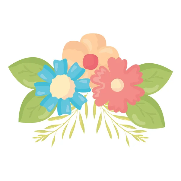 Blumen und Blätter Dekoration — Stockvektor
