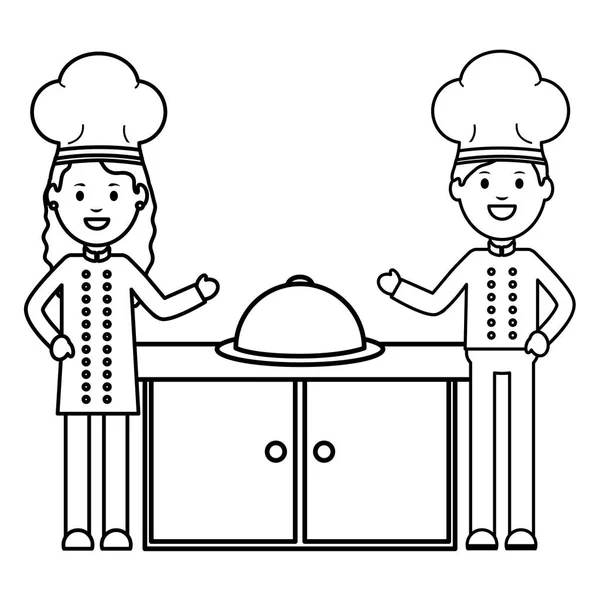 Νεαρό σεφ ζευγάρι avatar χαρακτήρες — Διανυσματικό Αρχείο