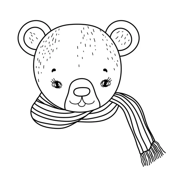 Urso pequeno bonito com cachecol —  Vetores de Stock