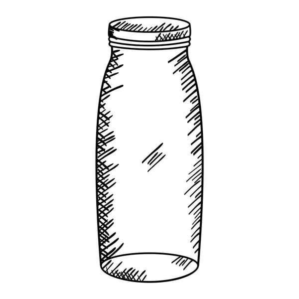 Mason jar glas met deksel tekening — Stockvector