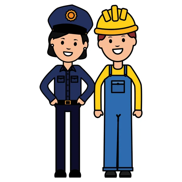 Policial feminino com construtor —  Vetores de Stock