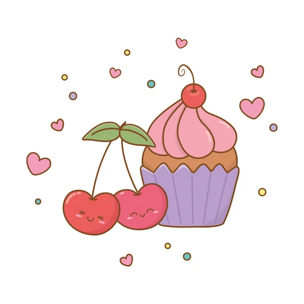 Muffin és cseresznye — Stock Vector