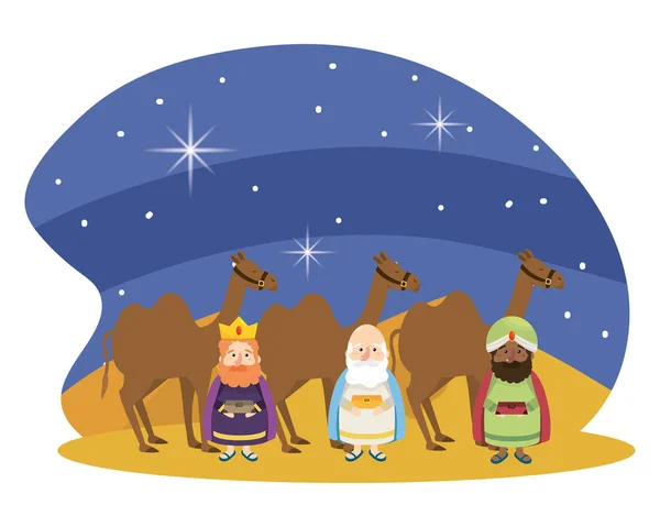 Γελοιογραφία σκηνή nativity Χριστουγέννων — Διανυσματικό Αρχείο