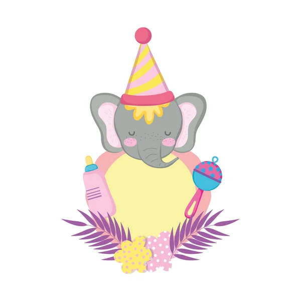Χαριτωμένο και μικρό ελέφαντα με καπέλο κόμμα — Διανυσματικό Αρχείο