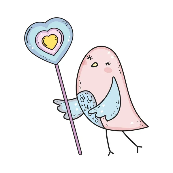 ハートのかわいい小鳥の可愛いキャラクター — ストックベクタ