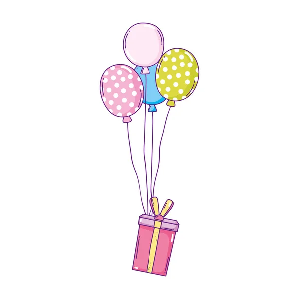 Fiesta globos helio con regalos — Vector de stock