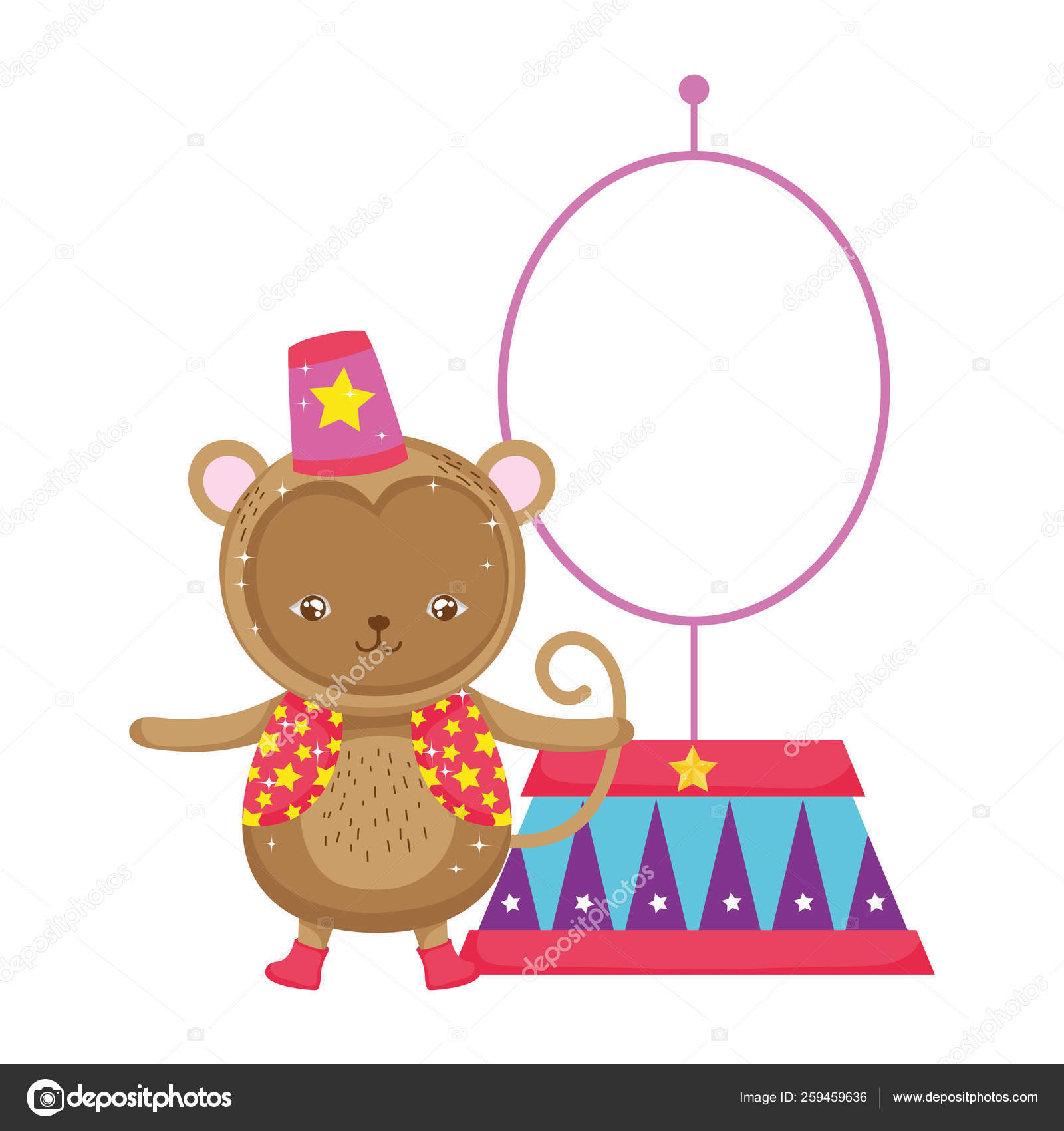 Divertido mono de circo con sombrero y anillo de fuego Vector de stock  #259459636 de ©stockgiu, image size:1600x1700