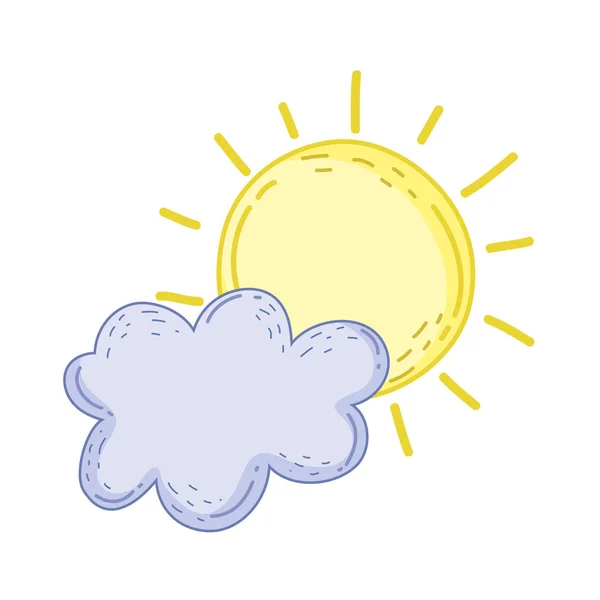 太陽とかわいいおとぎ話の雲 — ストックベクタ