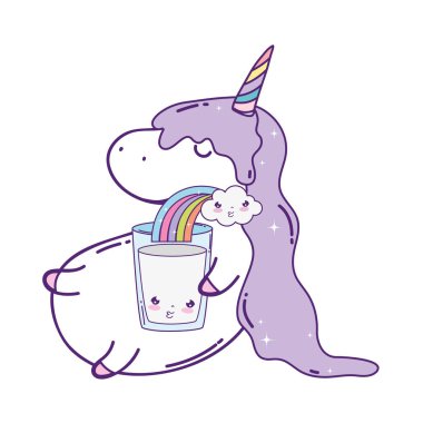 gökkuşağı Kawaii ile sevimli Unicorn