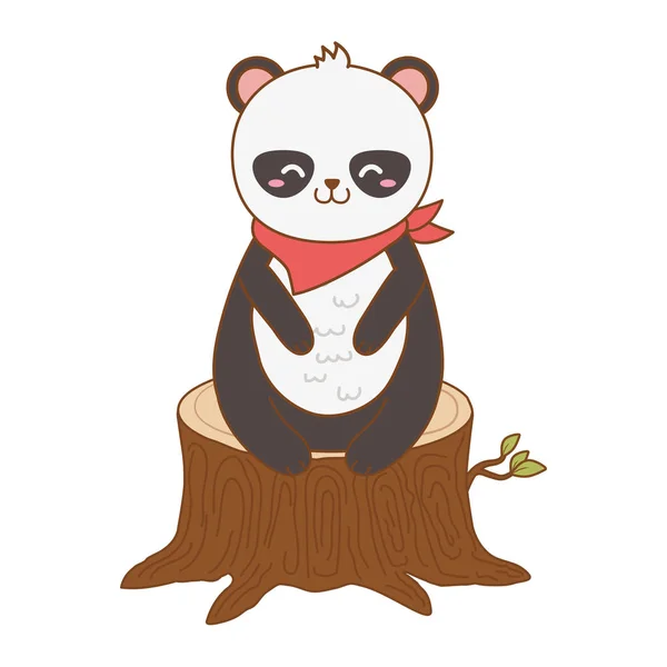 Söt Björn Panda i stammen skogs mark karaktär — Stock vektor