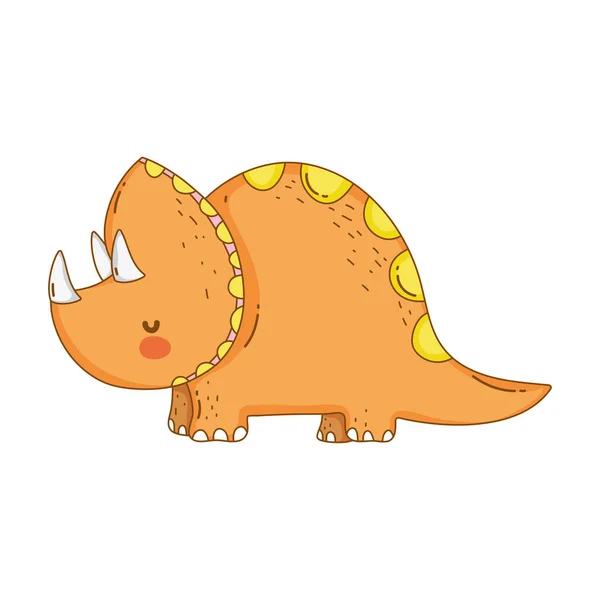 Lindo triceratops carácter icono — Vector de stock