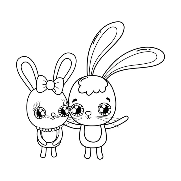 Lindo conejos pareja San Valentín día — Archivo Imágenes Vectoriales
