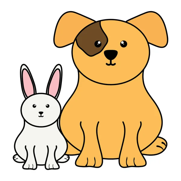 Köpek ile sevimli küçük tavşan — Stok Vektör