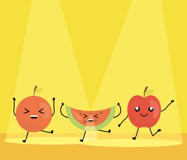 taze meyve kawaii karakterler