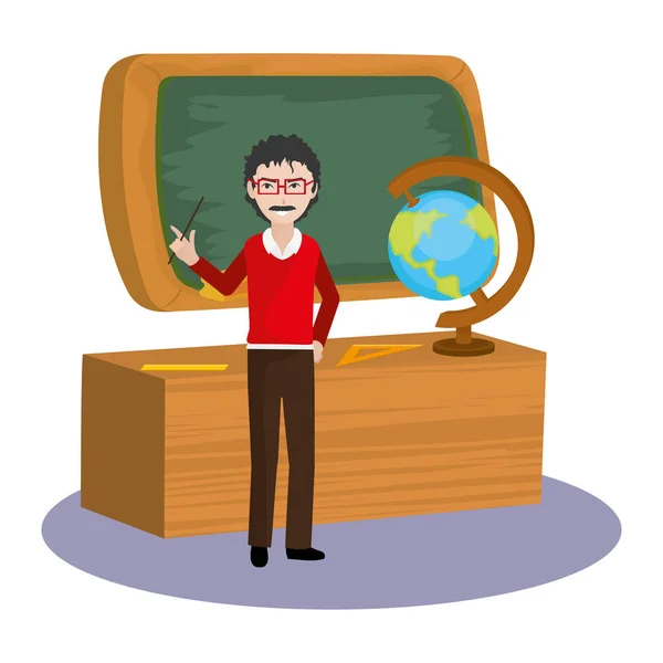 School man leraar cartoon — Stockvector