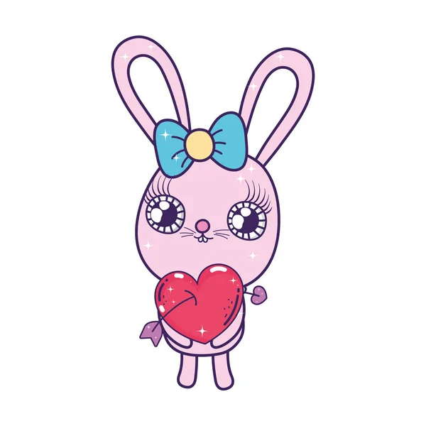 Cute rabbit girl valentines day — Stock Vector