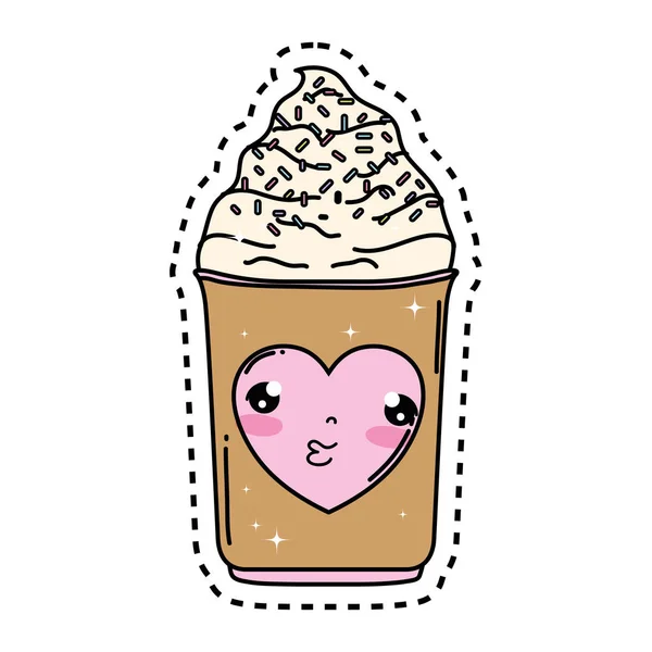 Cute ice cream kawaii character — Stock Vector