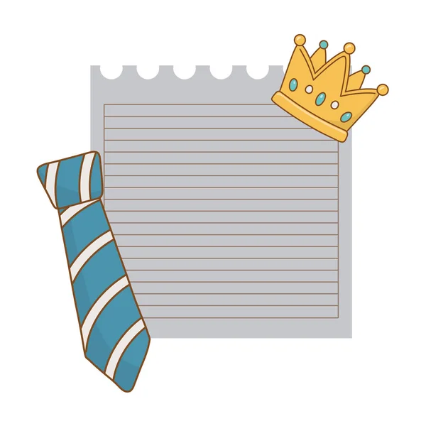 Papírové listy s korunou a vázankou — Stockový vektor
