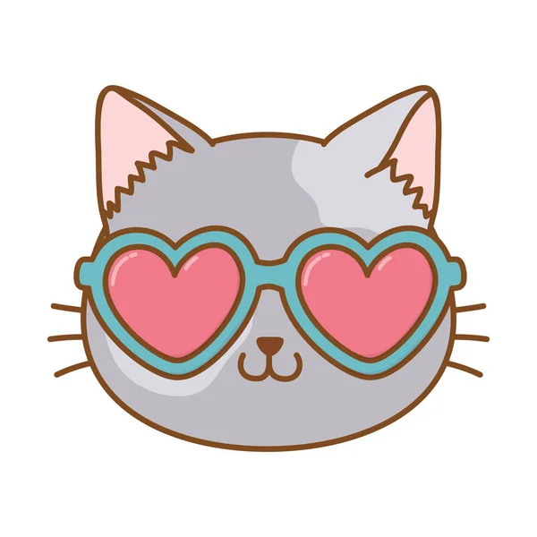 Kot z sercem okulary przeciwsłoneczne — Wektor stockowy