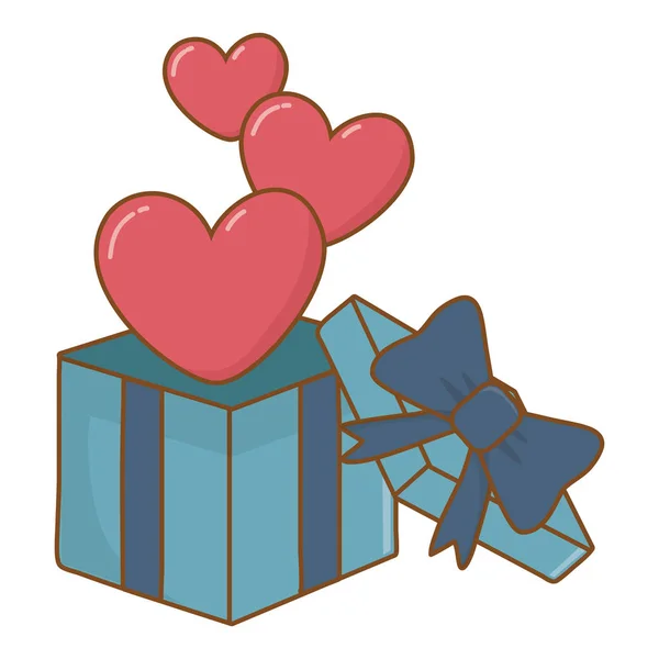 Kalp ikonlu hediye kutusu — Stok Vektör