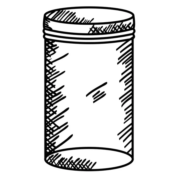 Mason jar glas met deksel tekening — Stockvector