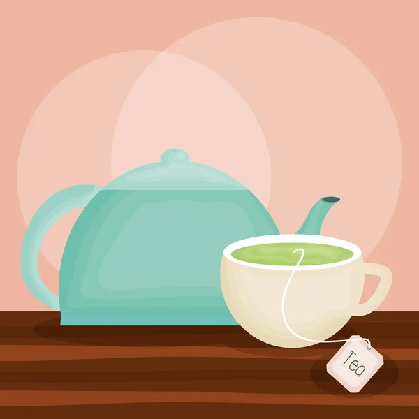 Delicious tea cup drink — Stock Vector