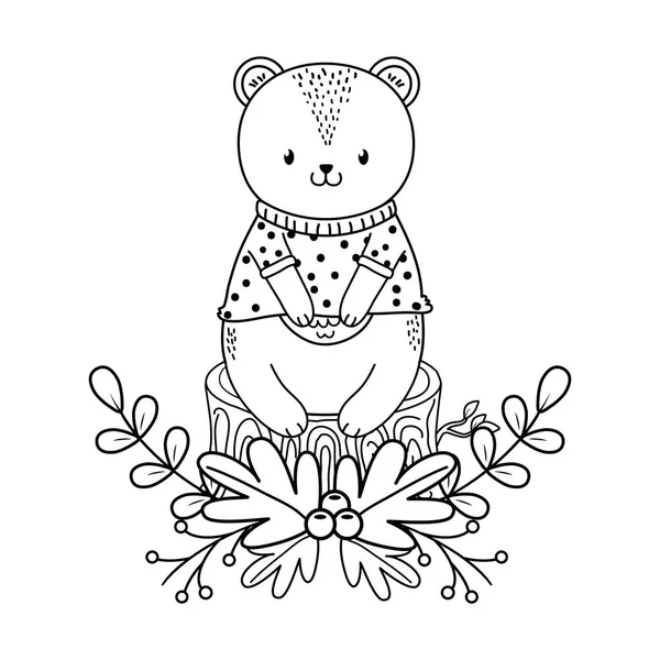 Cute bear woodland character — Stock Vector