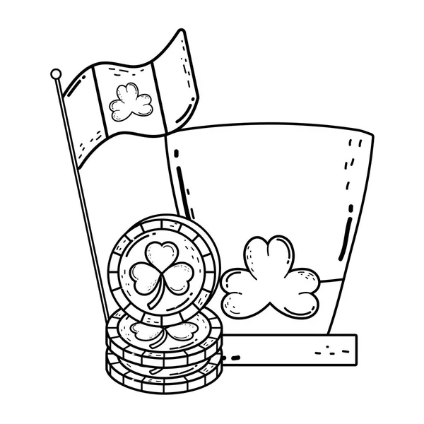 Süße Koboldmütze mit irischer Flagge — Stockvektor