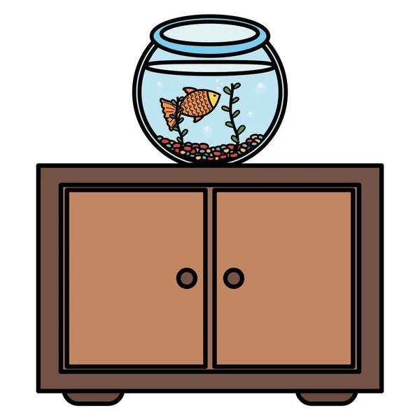 Рыбное животное в аквариуме над ящиком — стоковый вектор
