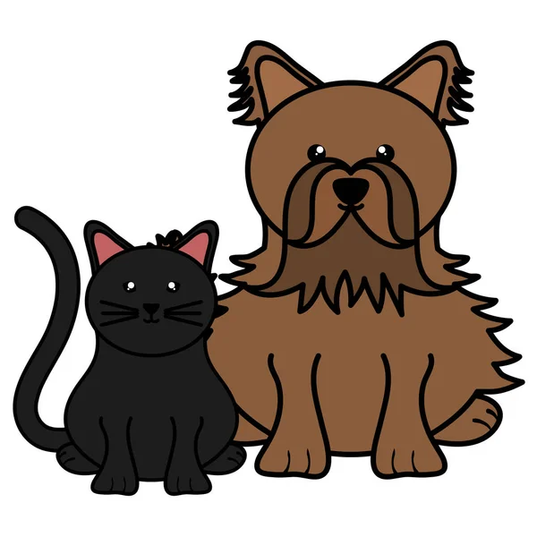 Carino piccolo gatto e cane mascotte — Vettoriale Stock