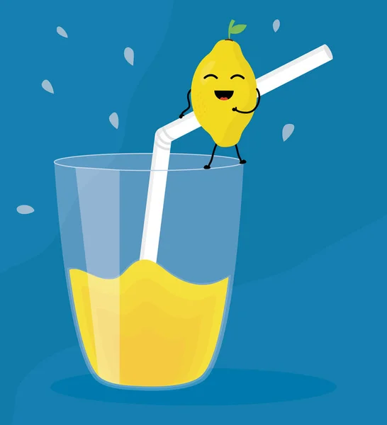 Glas med juice mango färsk frukt kawaii karaktär — Stock vektor