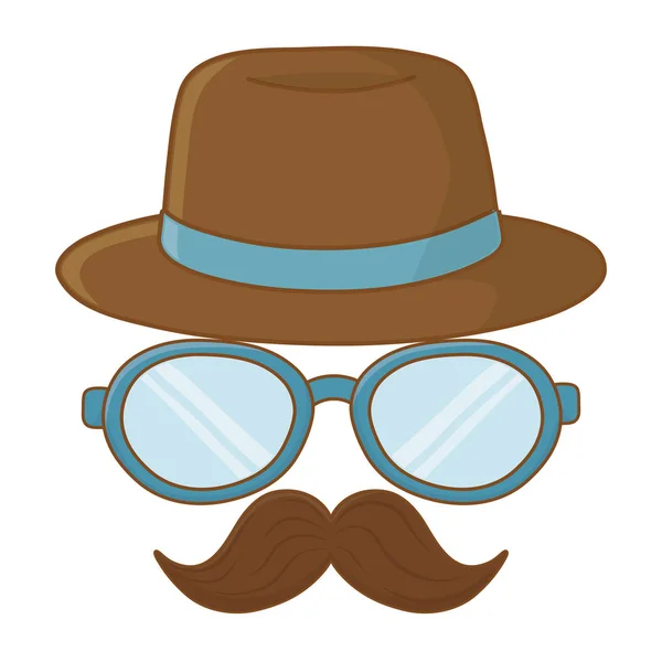 Óculos de chapéu e bigode —  Vetores de Stock