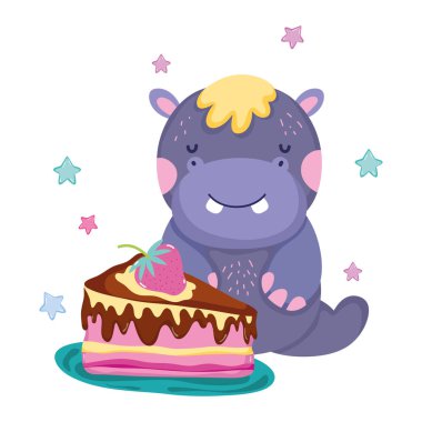 sevimli ve küçük Hippo karakter