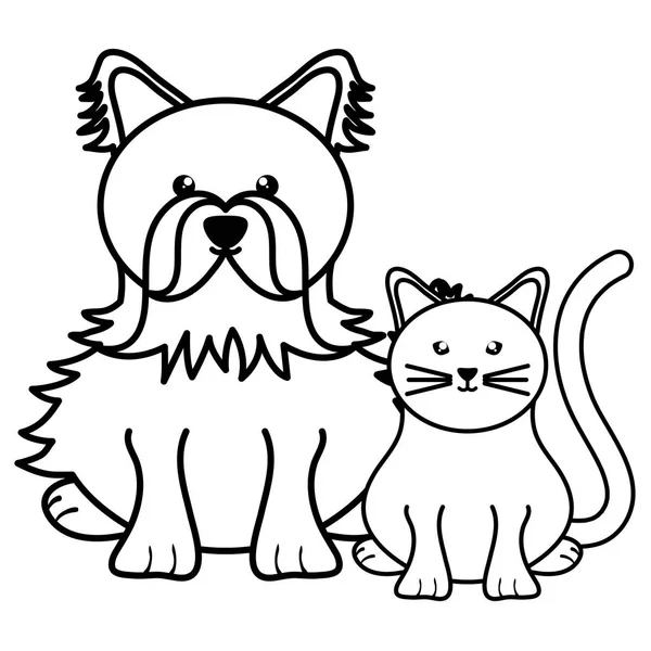 Malá roztomilá kočka a psí makoty — Stockový vektor