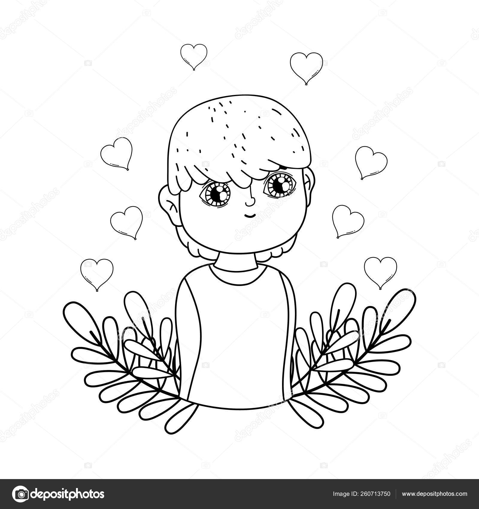 Young cute lover boy with flowers Stock Vector Image by ©stockgiu