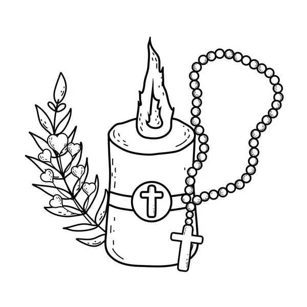 Candela pasquale sacra con rosario — Vettoriale Stock