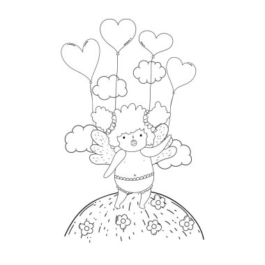 baloncukları helyum kalp şekli ile sevimli Cupid tombul kız