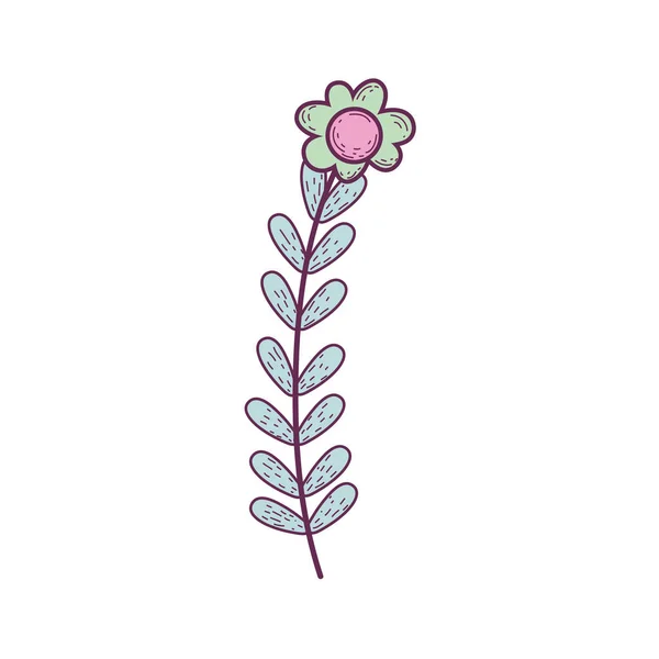 Fleur mignonne avec des feuilles — Image vectorielle