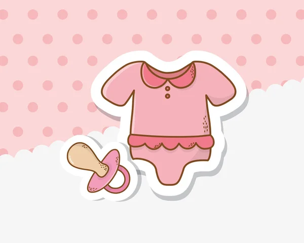 Tarjeta de ducha de bebé con vestido rosa — Vector de stock