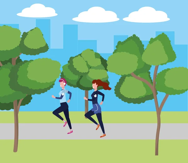 Жінки бігають зі спортивним одягом — стоковий вектор