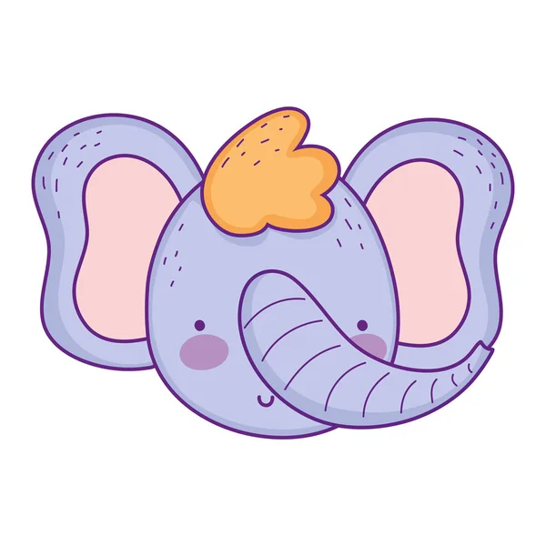 Carino e piccolo elefante testa carattere — Vettoriale Stock