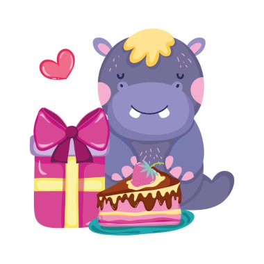 sevimli ve küçük Hippo karakter