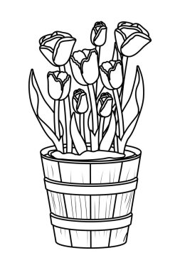 siyah ve beyaz çiçek tropikal çizgi film