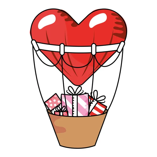 Valentines caixa de presente cartoon — Vetor de Stock