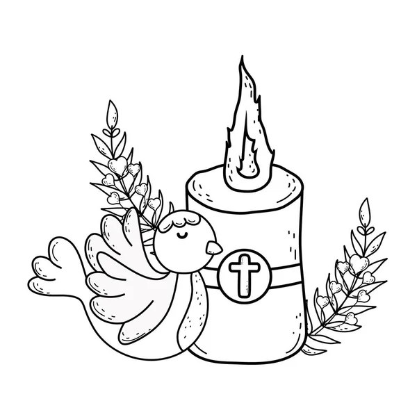 Пасхальна свічка священна з голубом птахом — стоковий вектор