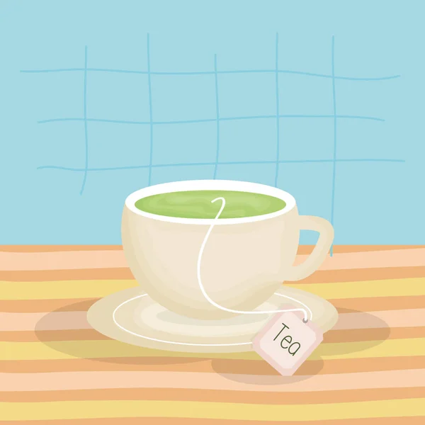 Ízletes tea csésze ital — Stock Vector