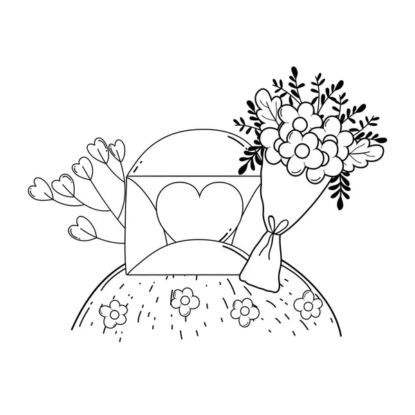 Busta con cuore e fiori — Vettoriale Stock