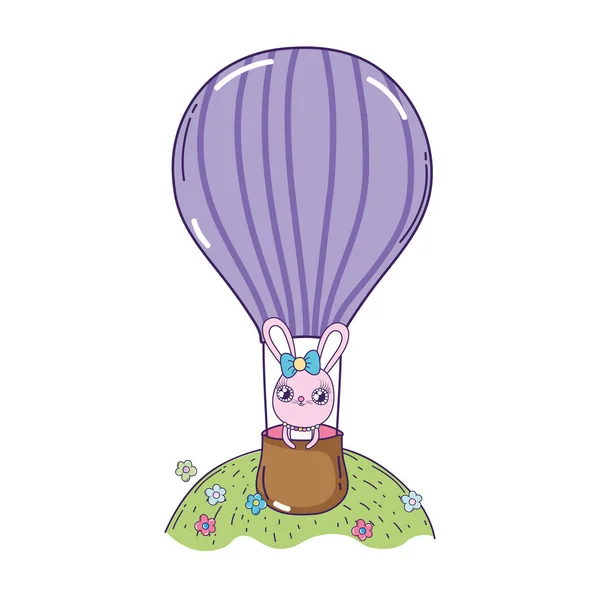 Dziewczyna królika latający w balon powietrze gorący Walentynki — Wektor stockowy