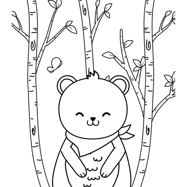 Mignon ours panda bois caractère — Image vectorielle